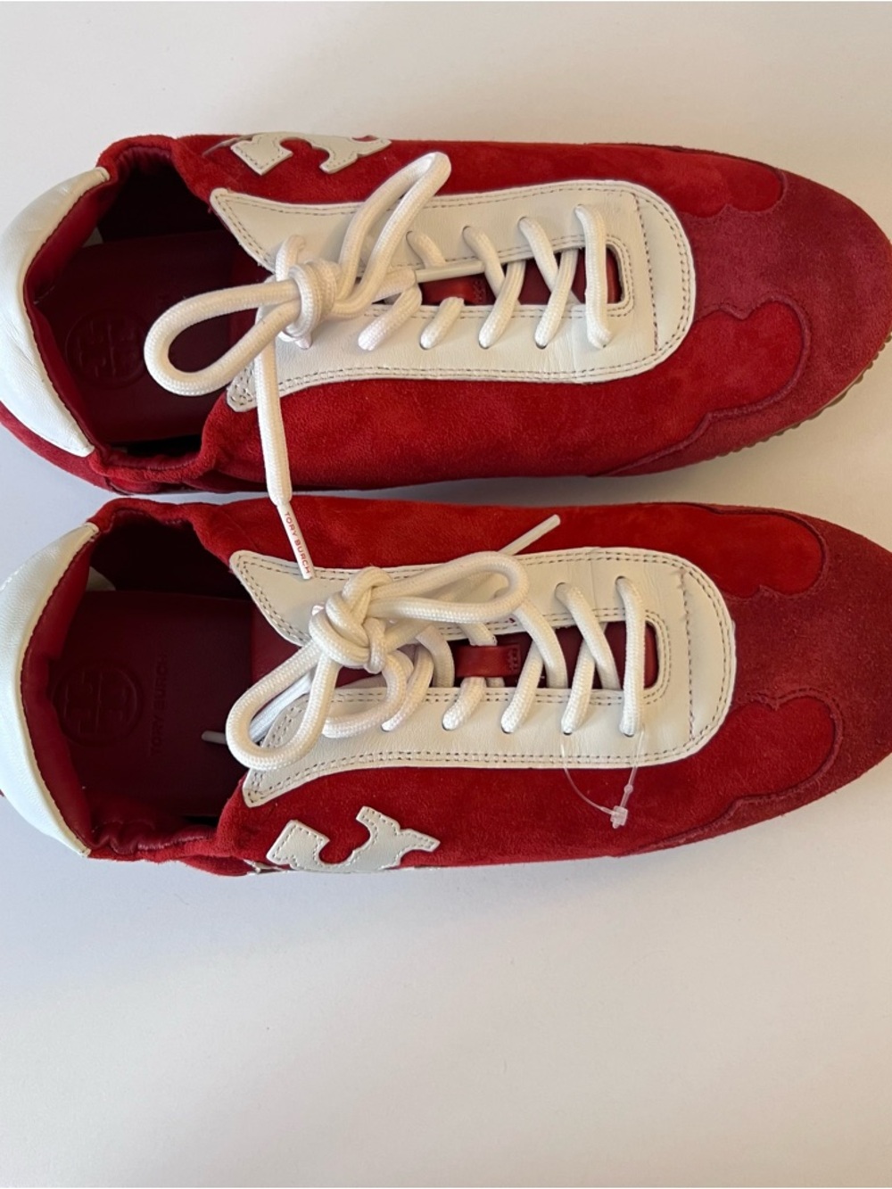 New Tory Burch Suede Lace-Up Sneakers - Picture 3 of 13